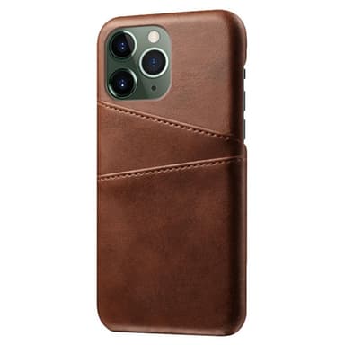 SKALO iPhone 15 Pro PU-Läder Korthållare Skal - Brun