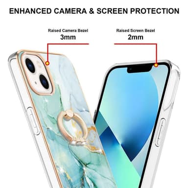 SKALO iPhone 14 Marmor TPU Skal Med Ring - Motiv 4