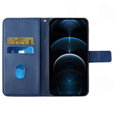 SKALO iPhone 15 Embossed Plånboksfodral i PU-Läder - Blå