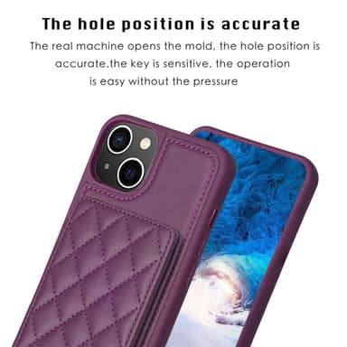 SKALO iPhone 15 Quiltat Skal med Plånbok - Mörklila
