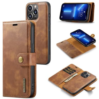 DG MING iPhone 15 Pro 2-i-1 Magnet Plånboksfodral - Brun