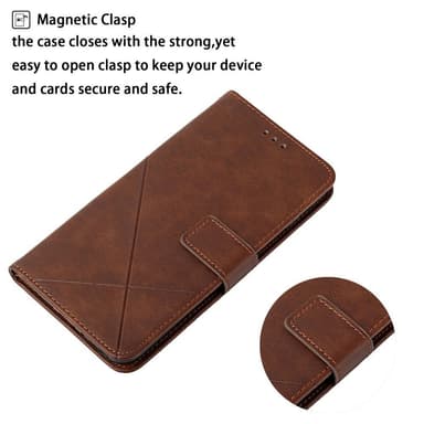 SKALO iPhone 15 Embossed Plånboksfodral i PU-Läder - Brun