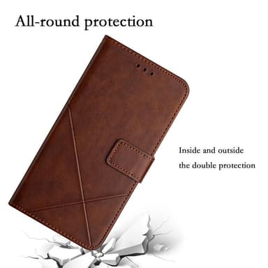 SKALO iPhone 15 Embossed Plånboksfodral i PU-Läder - Brun