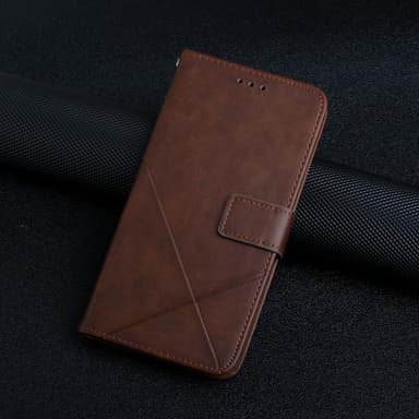 SKALO iPhone 15 Embossed Plånboksfodral i PU-Läder - Brun
