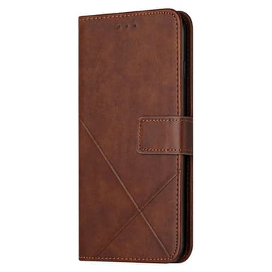 SKALO iPhone 15 Embossed Plånboksfodral i PU-Läder - Brun