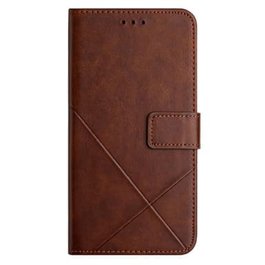 SKALO iPhone 15 Embossed Plånboksfodral i PU-Läder - Brun