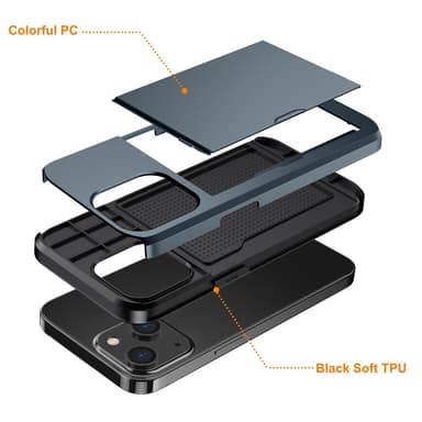 SKALO iPhone 15 Plus Armor Skal Korthållare - Blå