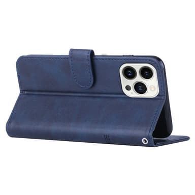 SKALO iPhone 15 Pro Embossed Triangle Plånboksfodral - Blå