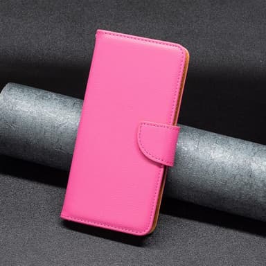 SKALO iPhone 15 Pro Max Litchi Plånboksfodral - Rosa