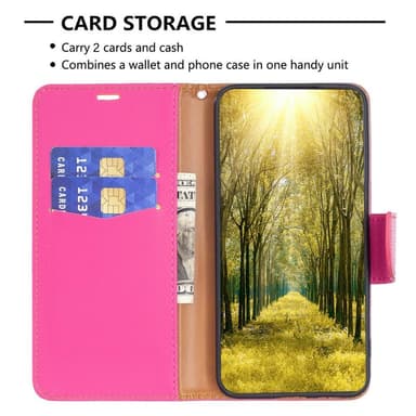 SKALO iPhone 15 Pro Max Litchi Plånboksfodral - Rosa