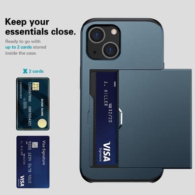 SKALO iPhone 15 Plus Armor Skal Korthållare - Blå