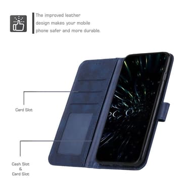 SKALO iPhone 15 Pro Embossed Triangle Plånboksfodral - Blå