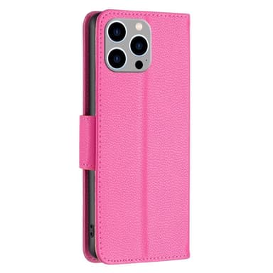 SKALO iPhone 15 Pro Max Litchi Plånboksfodral - Rosa