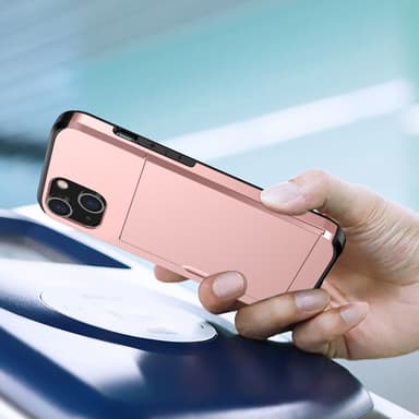 SKALO iPhone 14 Plus Armor Skal Korthållare - Roséguld