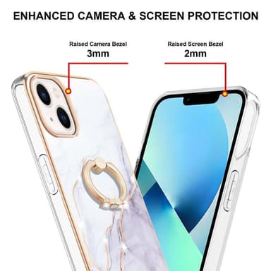 SKALO iPhone 14 Marmor TPU Skal Med Ring - Motiv 3