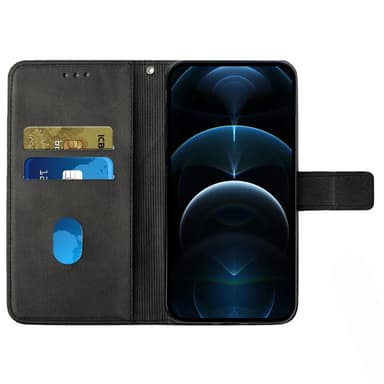 SKALO iPhone 15 Embossed Plånboksfodral i PU-Läder - Svart