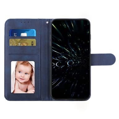 SKALO iPhone 15 Pro Embossed Triangle Plånboksfodral - Blå