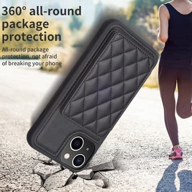 SKALO iPhone 15 Quiltat Skal med Plånbok - Svart