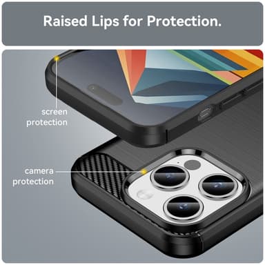 SKALO iPhone 15 Pro Armor Carbon Stöttåligt TPU-skal - Svart