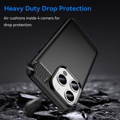 SKALO iPhone 15 Pro Armor Carbon Stöttåligt TPU-skal - Svart