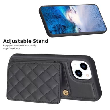 SKALO iPhone 15 Quiltat Skal med Plånbok - Svart