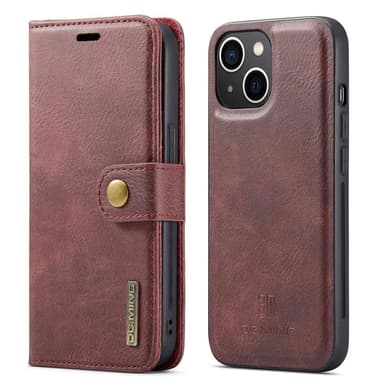 DG MING iPhone 14 2-i-1 Magnet Plånboksfodral - Röd