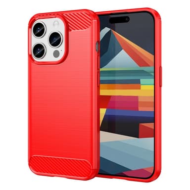 SKALO iPhone 15 Pro Armor Carbon Stöttåligt TPU-skal - Röd