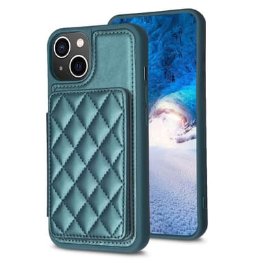 SKALO iPhone 15 Quiltat Skal med Plånbok - Turkos