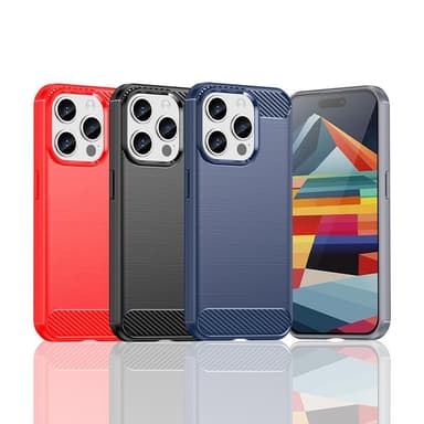 SKALO iPhone 15 Pro Armor Carbon Stöttåligt TPU-skal - Röd