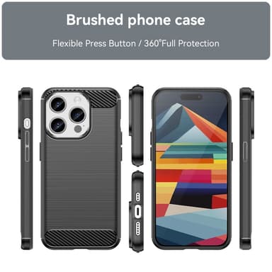 SKALO iPhone 15 Pro Armor Carbon Stöttåligt TPU-skal - Svart