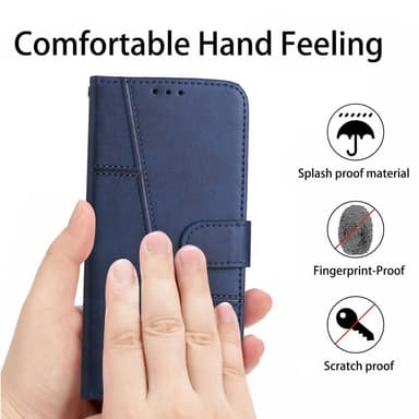 SKALO iPhone 15 Pro Embossed Triangle Plånboksfodral - Blå