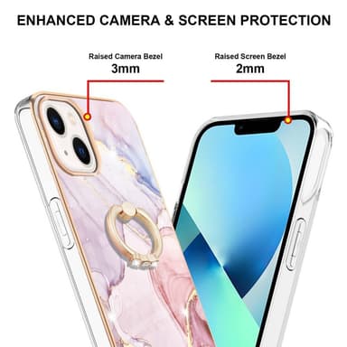 SKALO iPhone 14 Plus Marmor TPU Skal Med Ring - Motiv 2