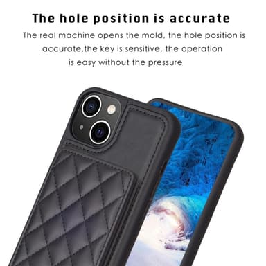 SKALO iPhone 15 Quiltat Skal med Plånbok - Svart