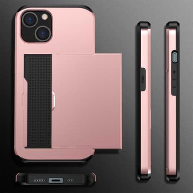 SKALO iPhone 14 Plus Armor Skal Korthållare - Roséguld