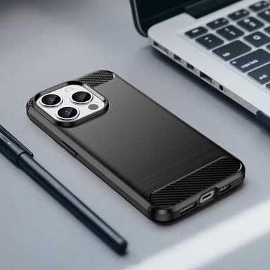 SKALO iPhone 15 Pro Armor Carbon Stöttåligt TPU-skal - Svart