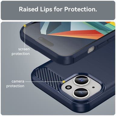 SKALO iPhone 15 Plus Armor Carbon Stöttåligt TPU-skal - Blå