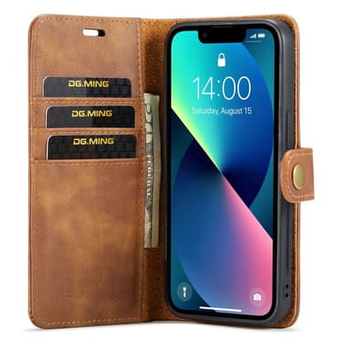 DG MING iPhone 15 2-i-1 Magnet Plånboksfodral - Brun