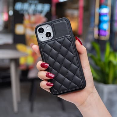 SKALO iPhone 15 Quiltat Skal med Plånbok - Svart