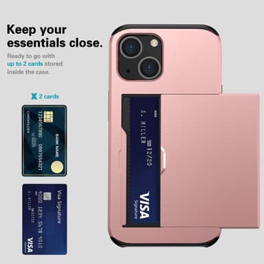SKALO iPhone 14 Plus Armor Skal Korthållare - Roséguld