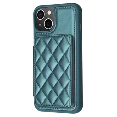SKALO iPhone 15 Quiltat Skal med Plånbok - Turkos