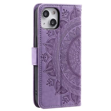SKALO iPhone 15 Mandala Plånboksfodral - Lila