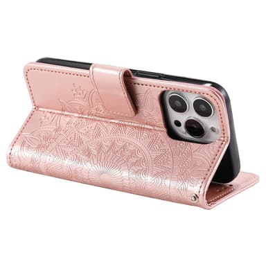 SKALO iPhone 15 Pro Mandala Plånboksfodral - Roséguld