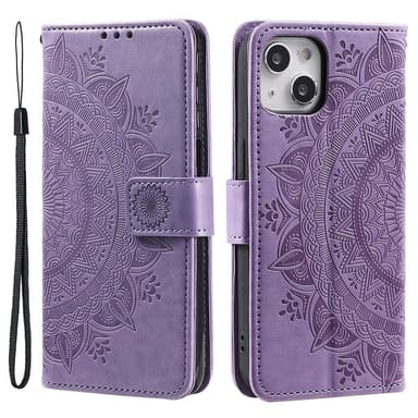 SKALO iPhone 15 Mandala Plånboksfodral - Lila