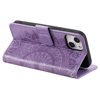 SKALO iPhone 15 Mandala Plånboksfodral - Lila