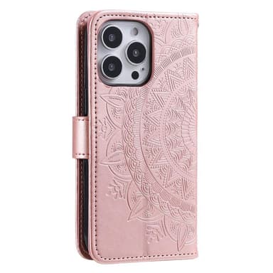 SKALO iPhone 15 Pro Mandala Plånboksfodral - Roséguld