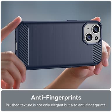 SKALO iPhone 15 Plus Armor Carbon Stöttåligt TPU-skal - Blå