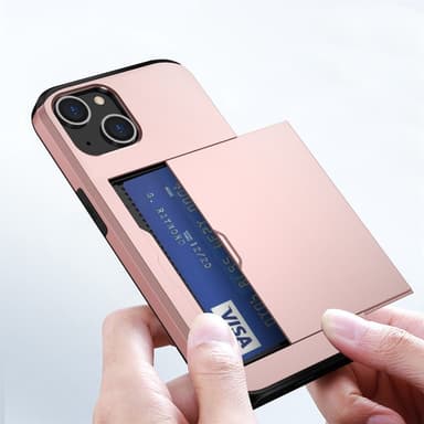 SKALO iPhone 14 Plus Armor Skal Korthållare - Roséguld