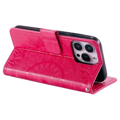 SKALO iPhone 15 Pro Mandala Plånboksfodral - Cerise
