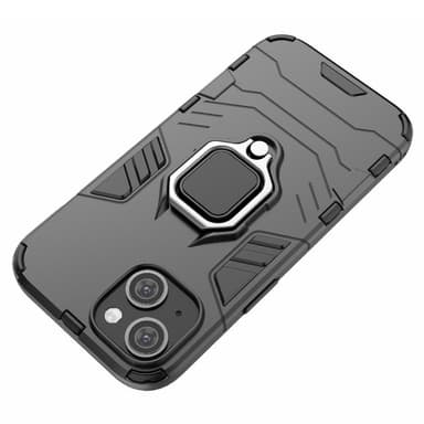 SKALO iPhone 15 Armor Hybrid Metallring skal - Svart