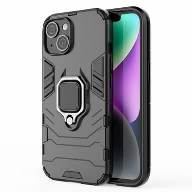 SKALO iPhone 15 Armor Hybrid Metallring skal - Svart